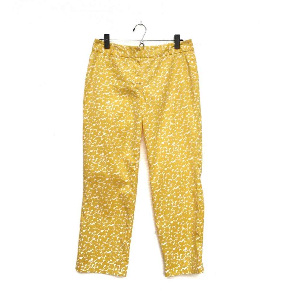 TALBOTS Leaf print cropped pants curvy fit yellow